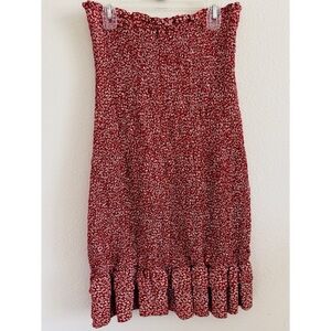 Abercrombie & Fitch Smocked Ruffle Tiered Mini Dress Ditsy Floral Red